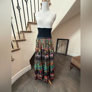 Vintage TravelSmith Boho Broomstick Maxi Skirt Small Floral Festival Gypsy